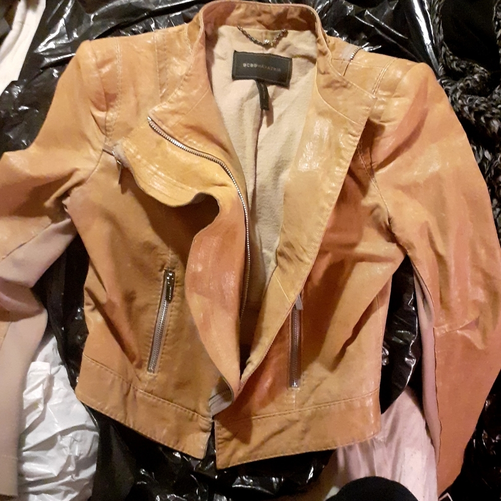 BCBGMAXAZRIA woman's tan leather jacket - Picture 1 of 6